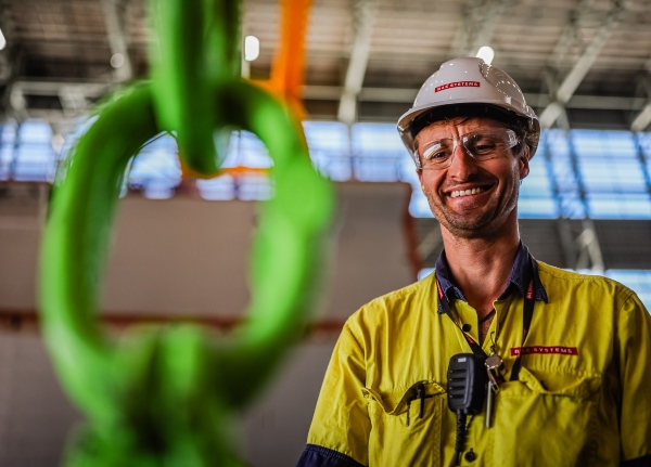 Male tradesperson working at BAE Systems Australia’s Osborne Naval Shipyard.